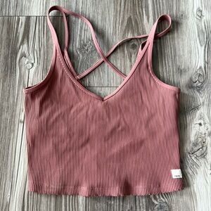 Vuori Dusty Pink Ribbed Top